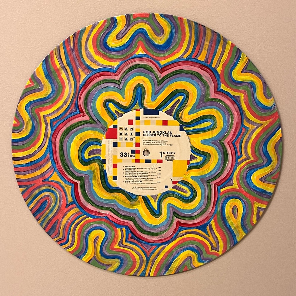 Hand Painted Colorful Vinyl Record Art